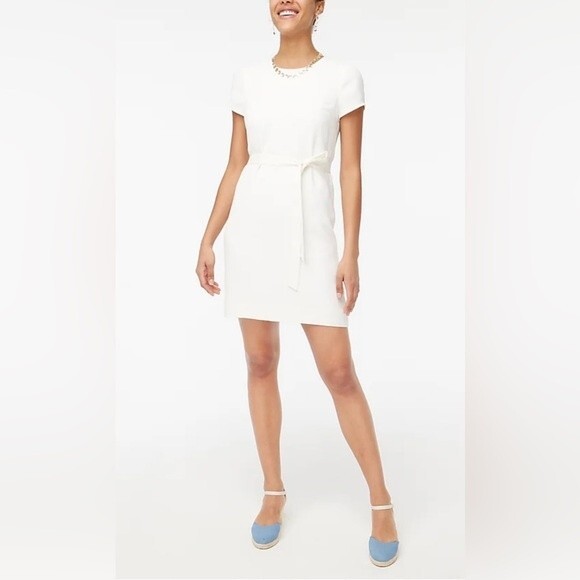 J Crew Factory NWT Petite Belted Suiting Dress Size 6P in Ivory - Picture 2 of 8